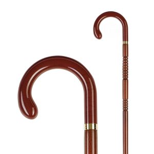 Bastón clásico garrote. Palo de madera torneado marrón.